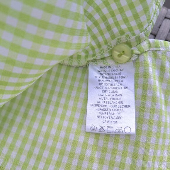 Laura Petite 100% Silk Collar Sleeveless Top Summer Lime Green - Picture 15 of 15